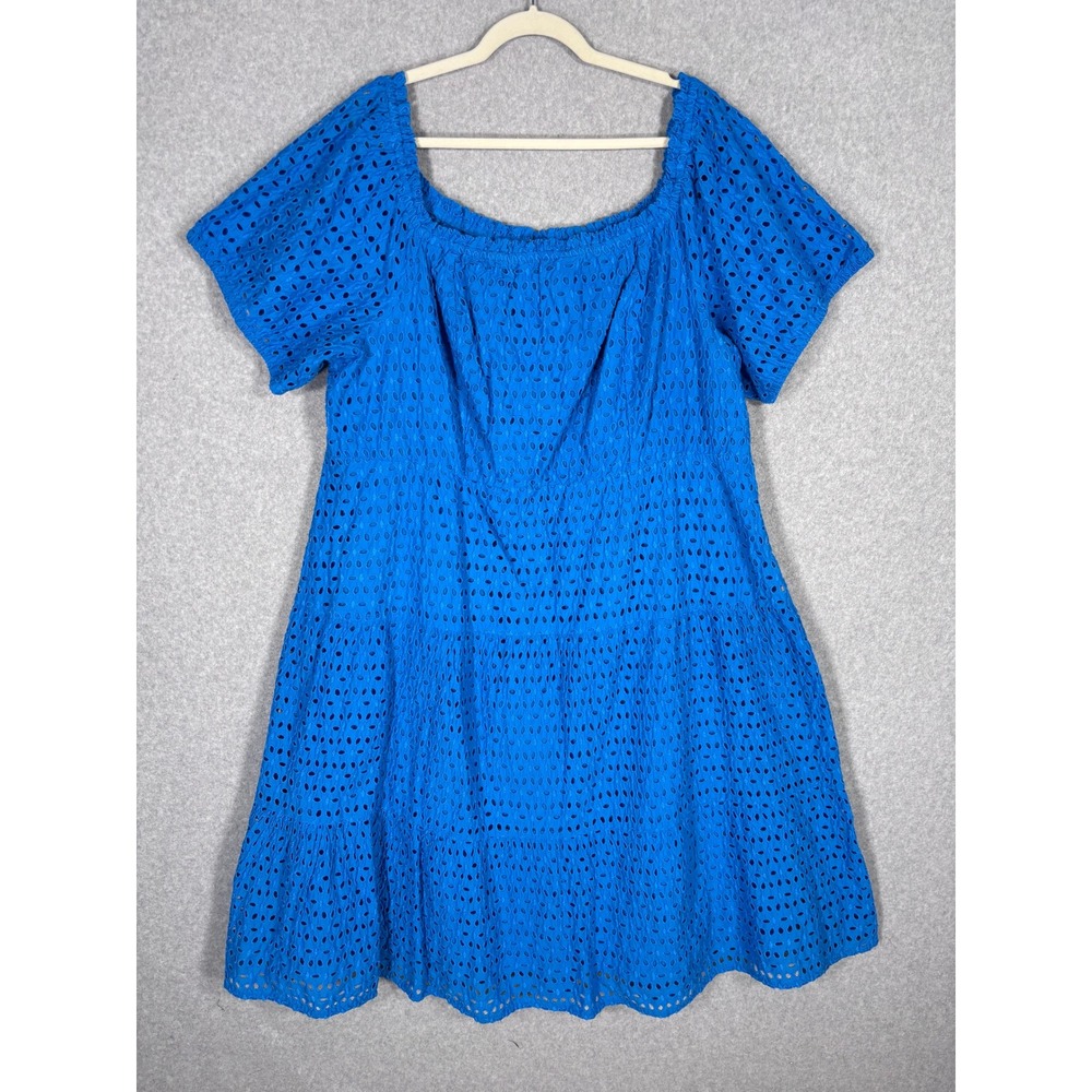 NEW $90 Lane Bryant Eyelet Tiered Midi Dress 26 Off The Shoulder Milkmaid Cotton
